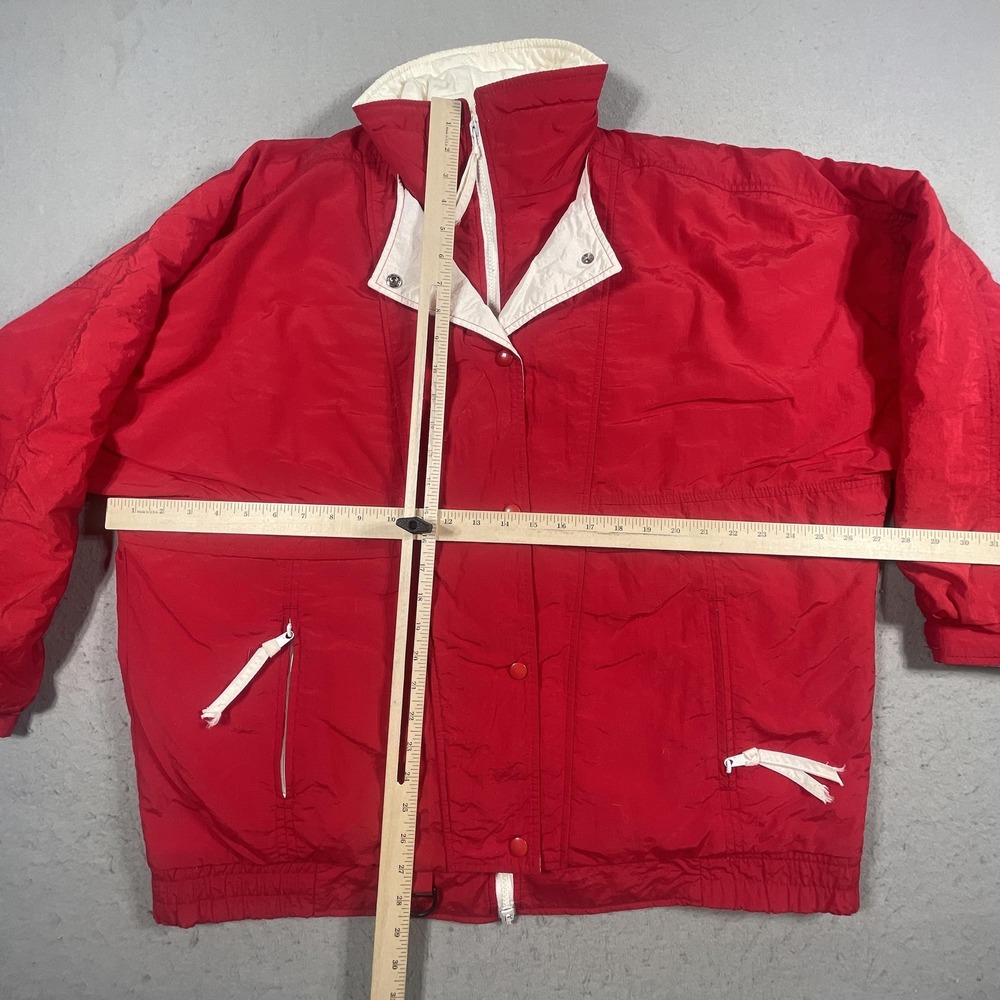 Woolrich Puffer Jacket Women XL Relaxed Red White Insulated Made USA 90s - Picture 4 of 13